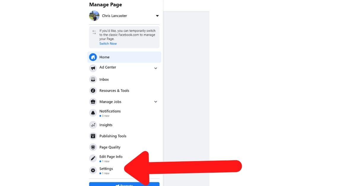 facebook business page settings